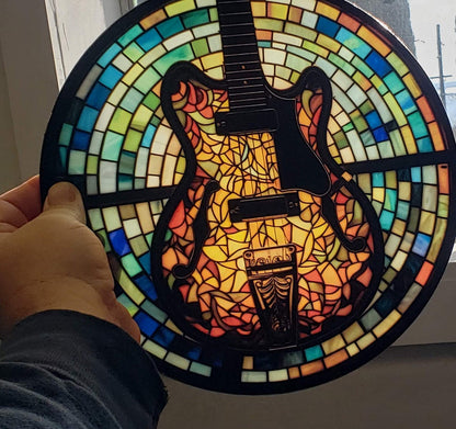 Guitar #1: Stained Glass Style Window Hanging