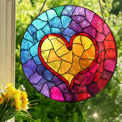 Rainbow Heart: Stained Glass Style Window Hanging