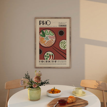 Pho Poster, Food Print, Kitchen Poster, Kitchen Print, Modern Kitchen Decor, Retro Food Poster, Chef Print, Bar Art
