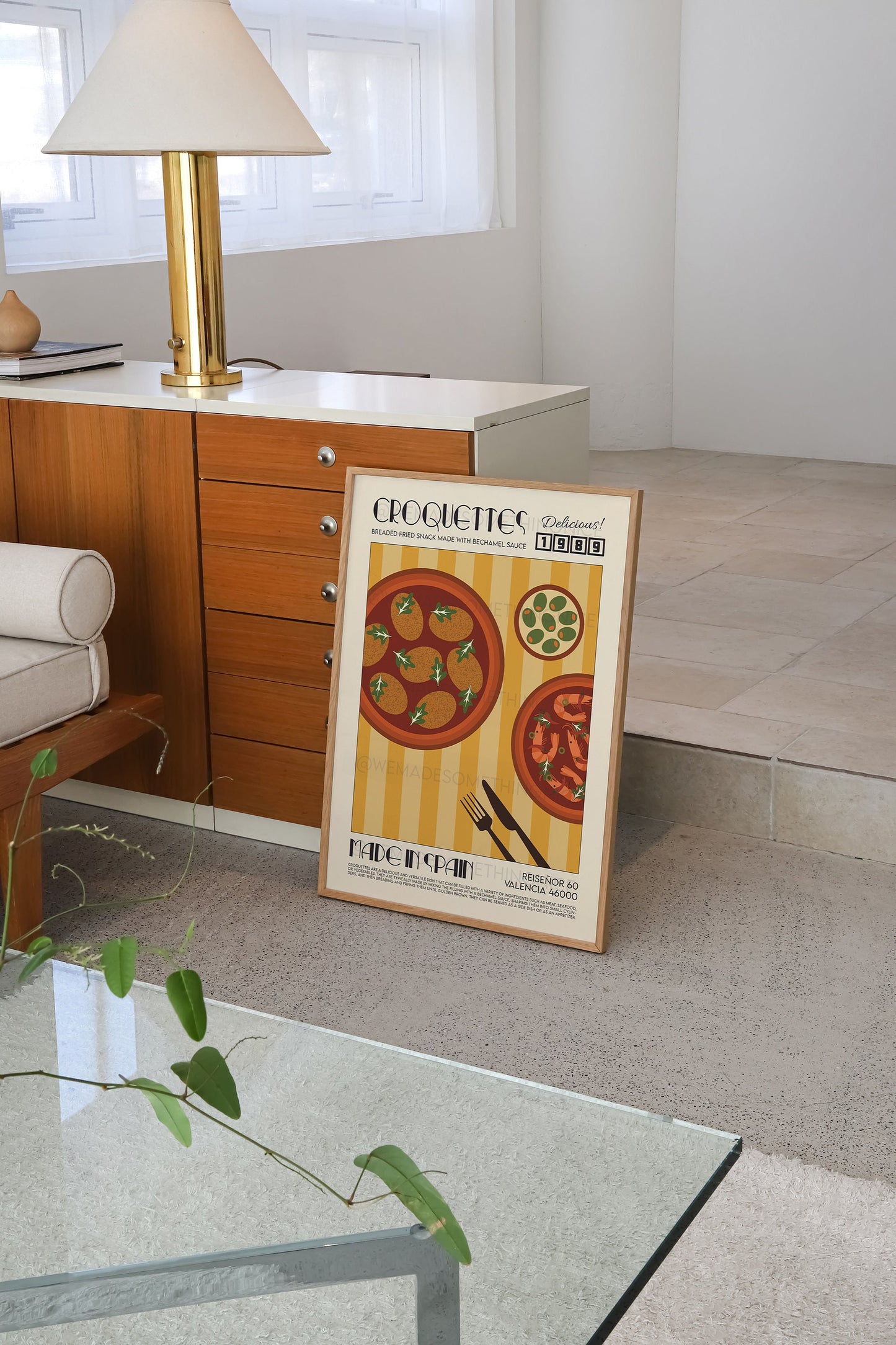 Croquettes Print, Kitchen Art, Kitchen Poster, Spain Poster, Kitchen Decor, Food Art, Mid Century Modern