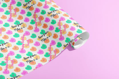 Personalised Gift Wrap, Names, Wrapping Paper, Birthday, Hearts, Customised, Wedding, Party, Engagement, Couples, Valentines, Anniversary