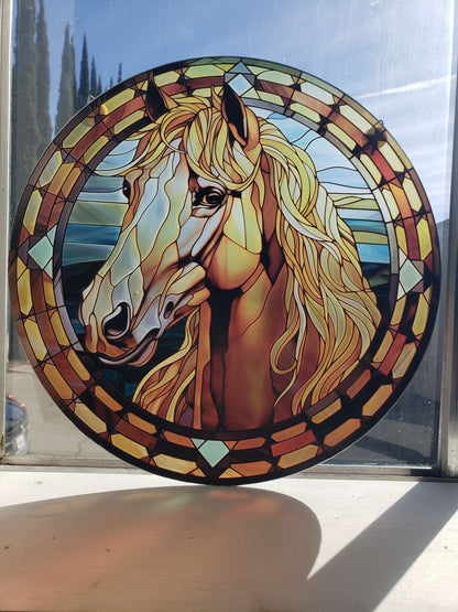 Palomino Horse: Stained Glass Style Window Hanging
