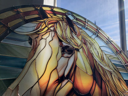 Palomino Horse: Stained Glass Style Window Hanging