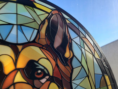 Tri-Color German Shepherd: Stained Glass Style Window Hanging