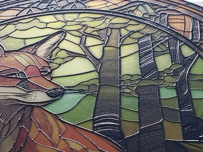 Forest Fox #4: Stained Glass Style Window Hanging