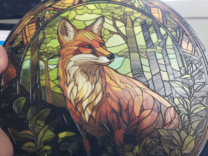 Forest Fox #4: Stained Glass Style Window Hanging