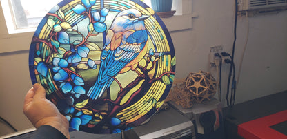 Bluebird: Stained Glass Style Window Hanging