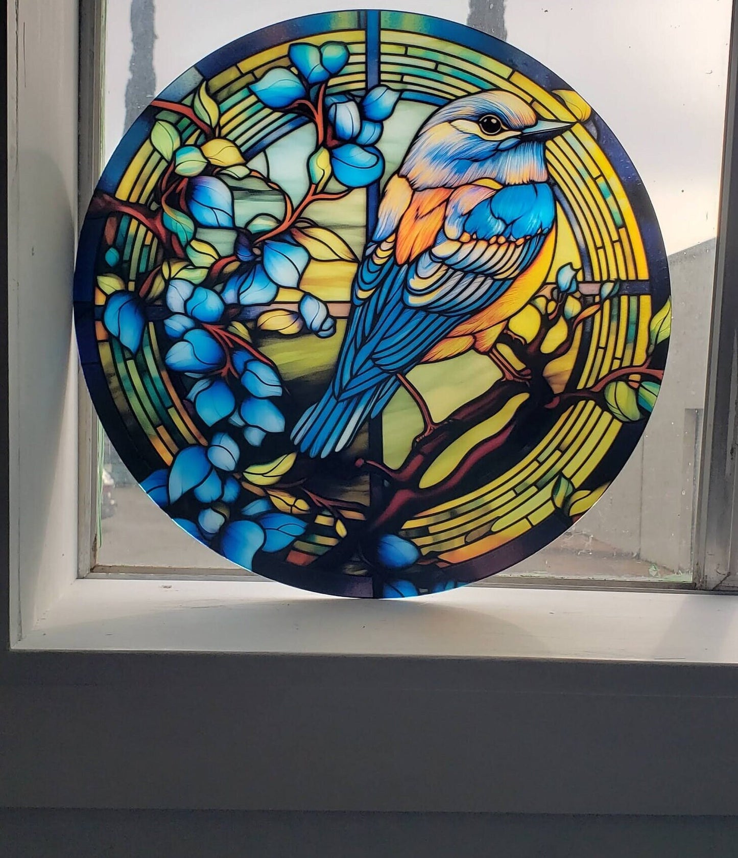 Bluebird: Stained Glass Style Window Hanging