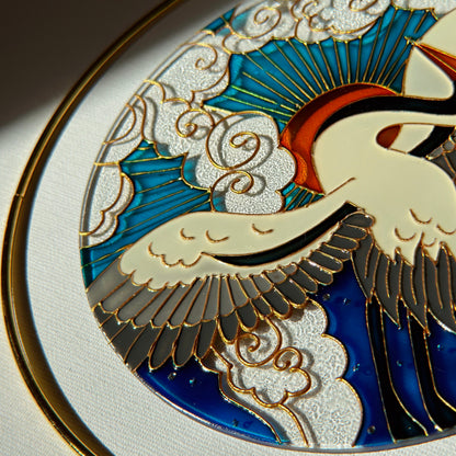 Japanese Crane Unique Suncatcher for window Mothers day gift Aesthetic room decor for every home Stained glass painting