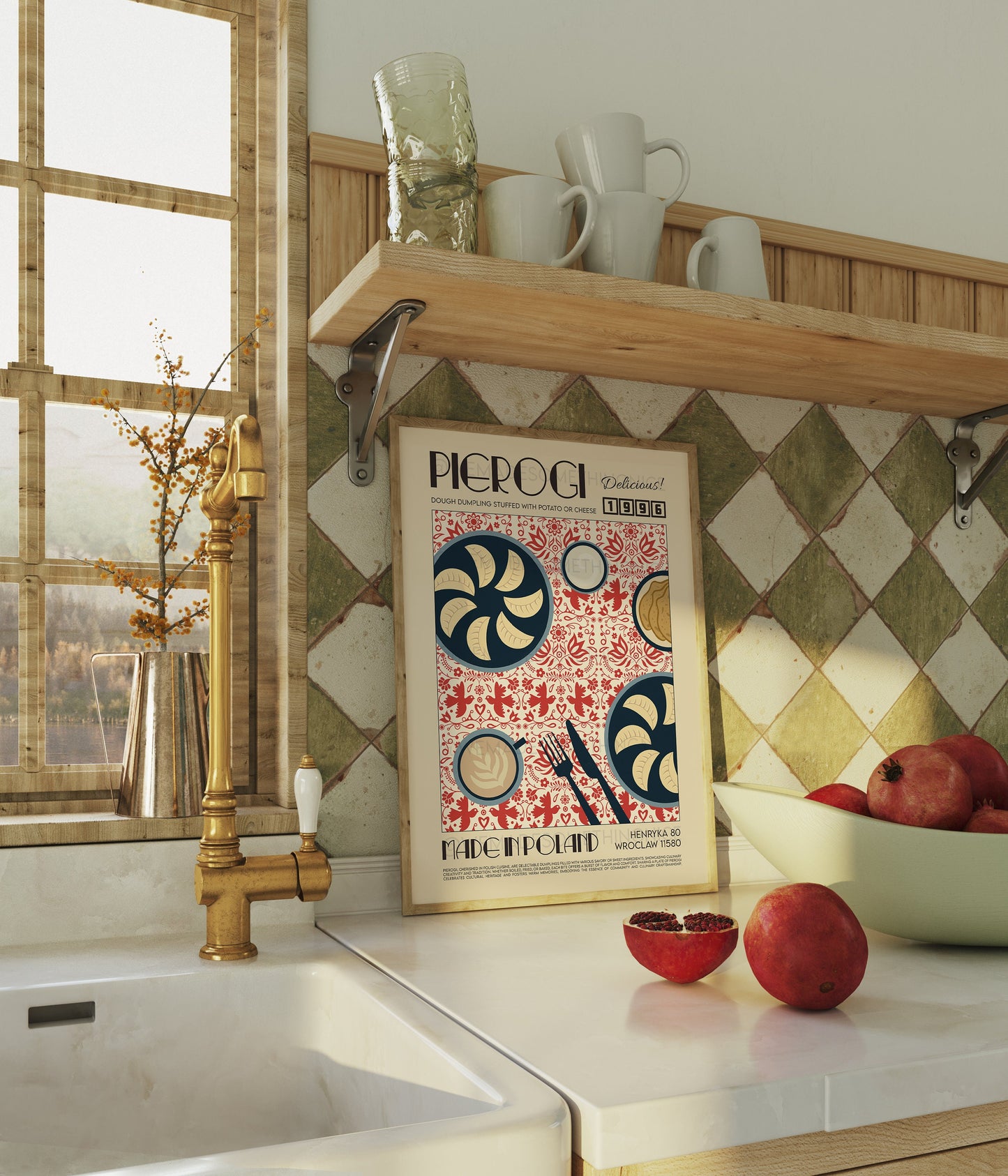 Pierogi Poster, Kitchen Poster, Kitchen Print, Food Poster, Modern Kitchen Decor, Home Decor, Wall Art, Retro Wall Art, Dumplings