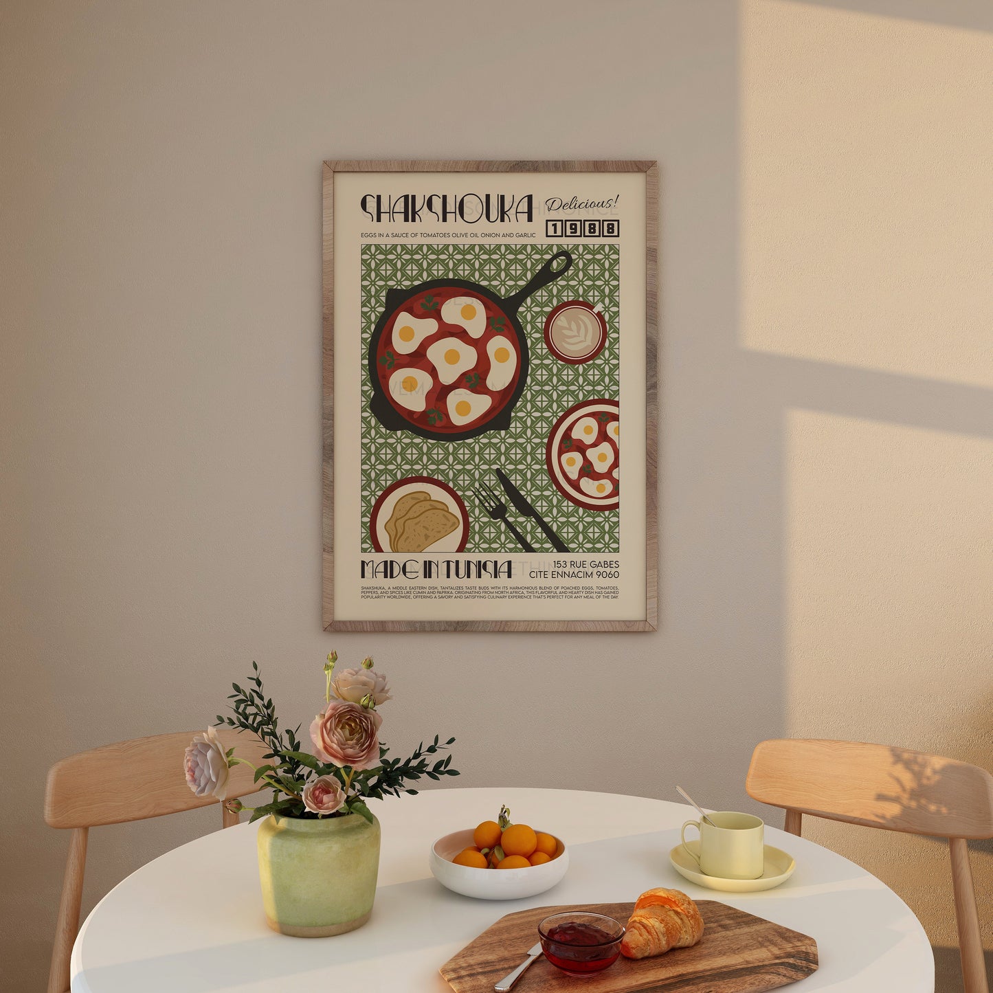 Shakshouka Print, Kitchen Poster, Kitchen Print, Breakfast Poster, Brunch, French Retro, Kitchen Decor, Food Art, Mid Century Modern