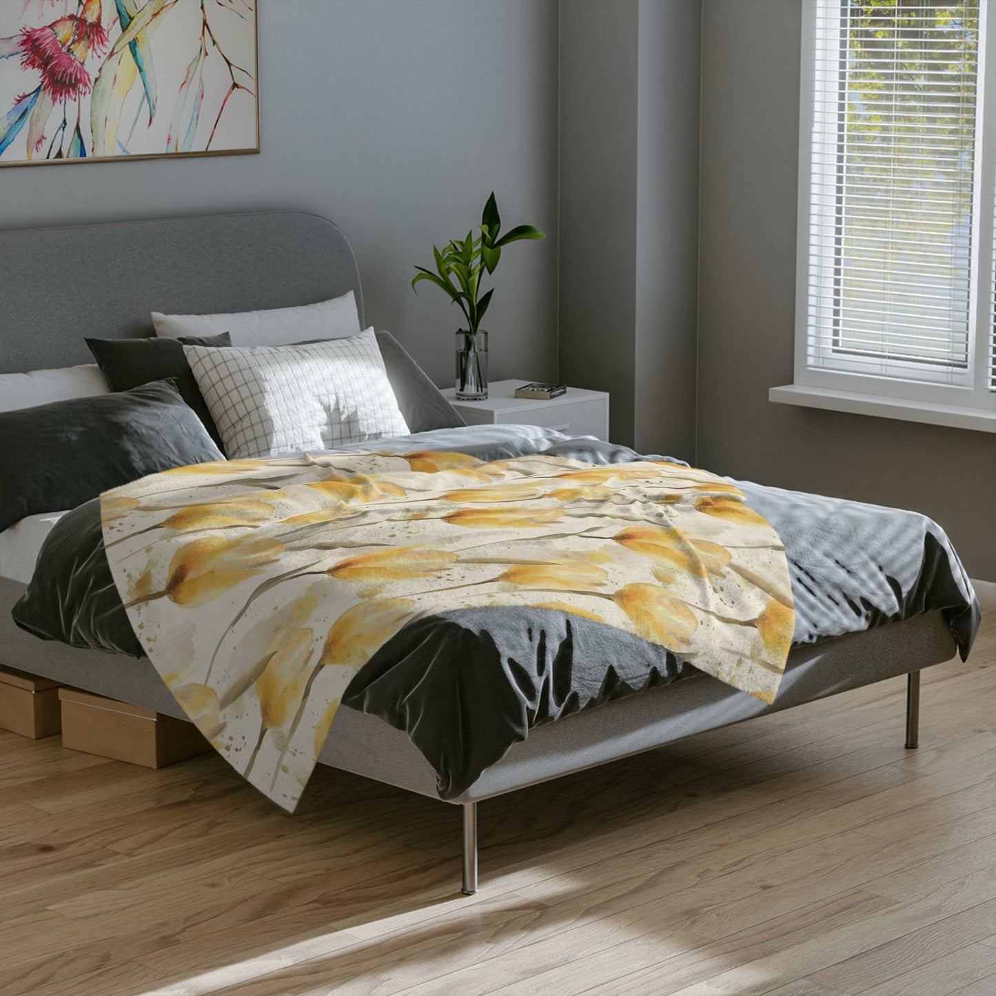 Yellow Tulip Blanket Floral Fleece Throw Yellow Spring Home Decor Flower Lovers Christmas Gift Ideas for Her Family Friends Gardener Present