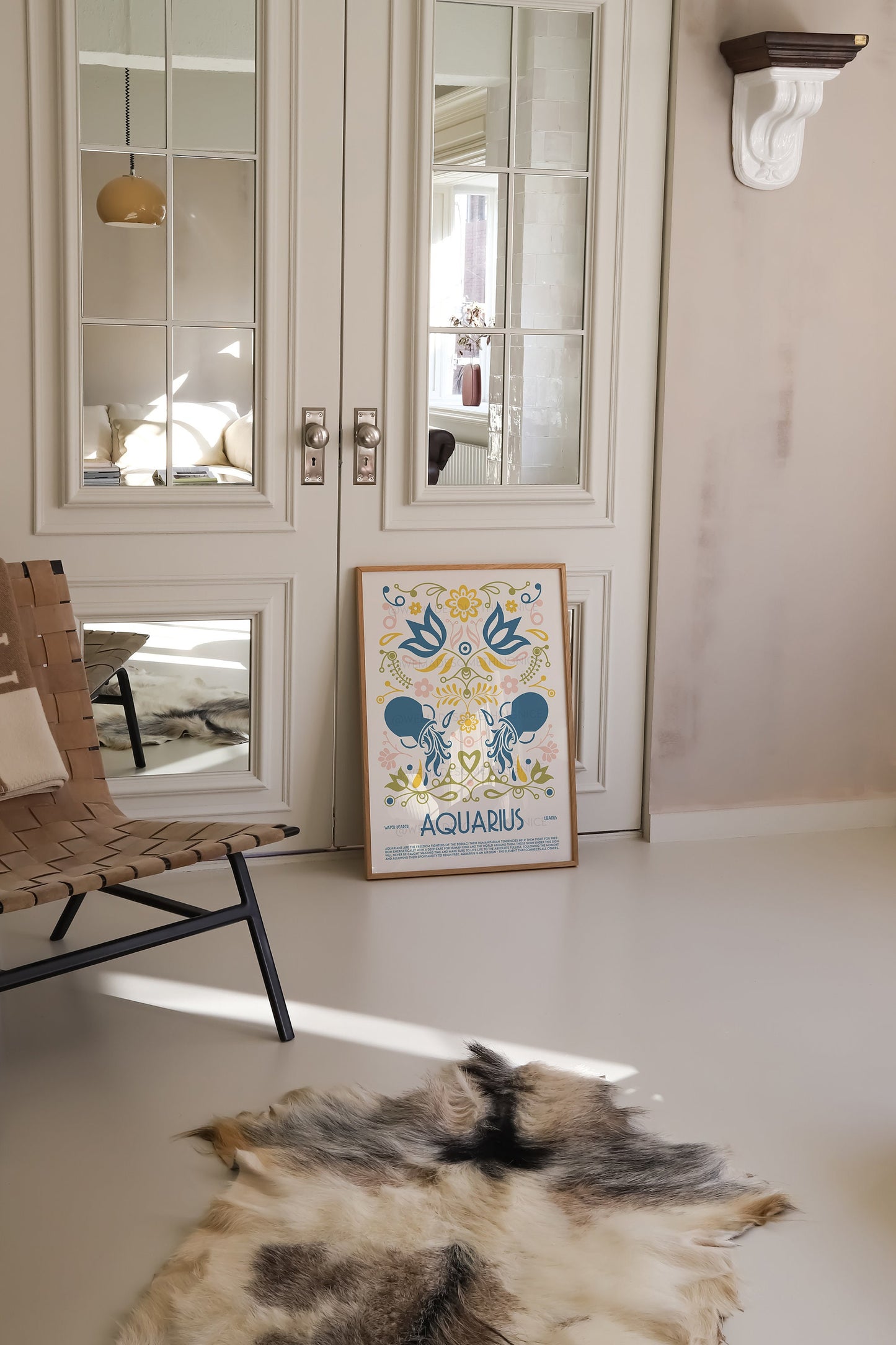 Aquarius Poster, Horoscope Print, Astrological Wall Art, Illustration, Exhibition Poster, Zodiac Poster, Birthday, Boho, Housewarming