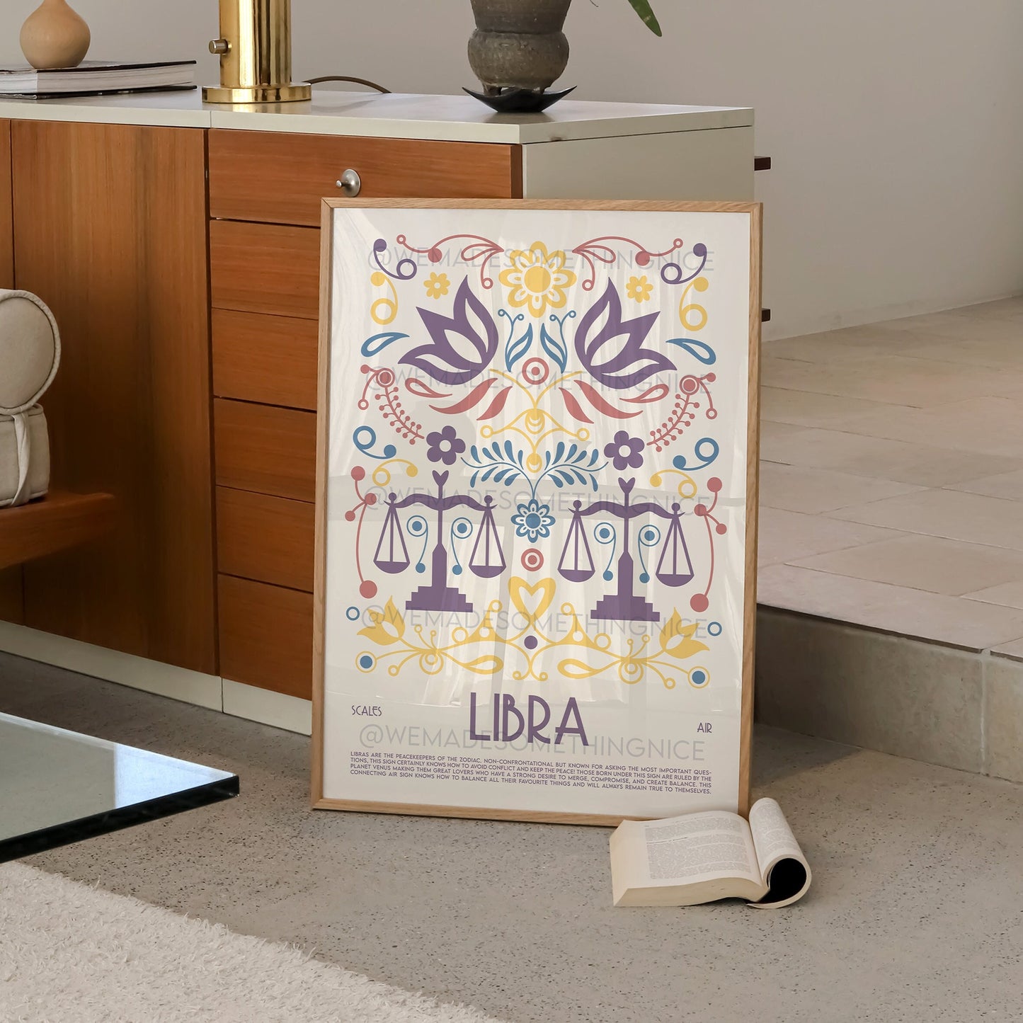 Libra Poster, Horoscope Print, Astrological Wall Art, Exhibition Poster, Zodiac Poster, Birthday Present, Housewarming, Boho, Bedroom, Tarot