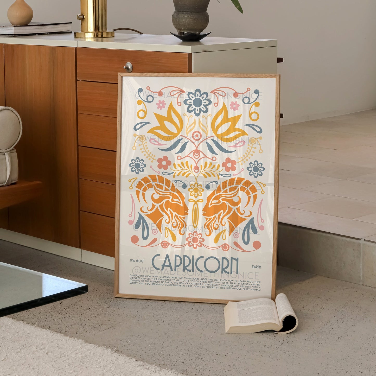 Capricorn Poster, Horoscope Print, Astrological Wall Art, Tarot, Exhibition Poster, Zodiac Poster, Birthday Present, Boho, Housewarming