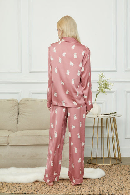 Luxurious Women's Pyjama Set, Long Sleeve Pajamas For Women ,Bride and Bridesmaid Pajama Set, Gift For Her,Cute Rabbit Print