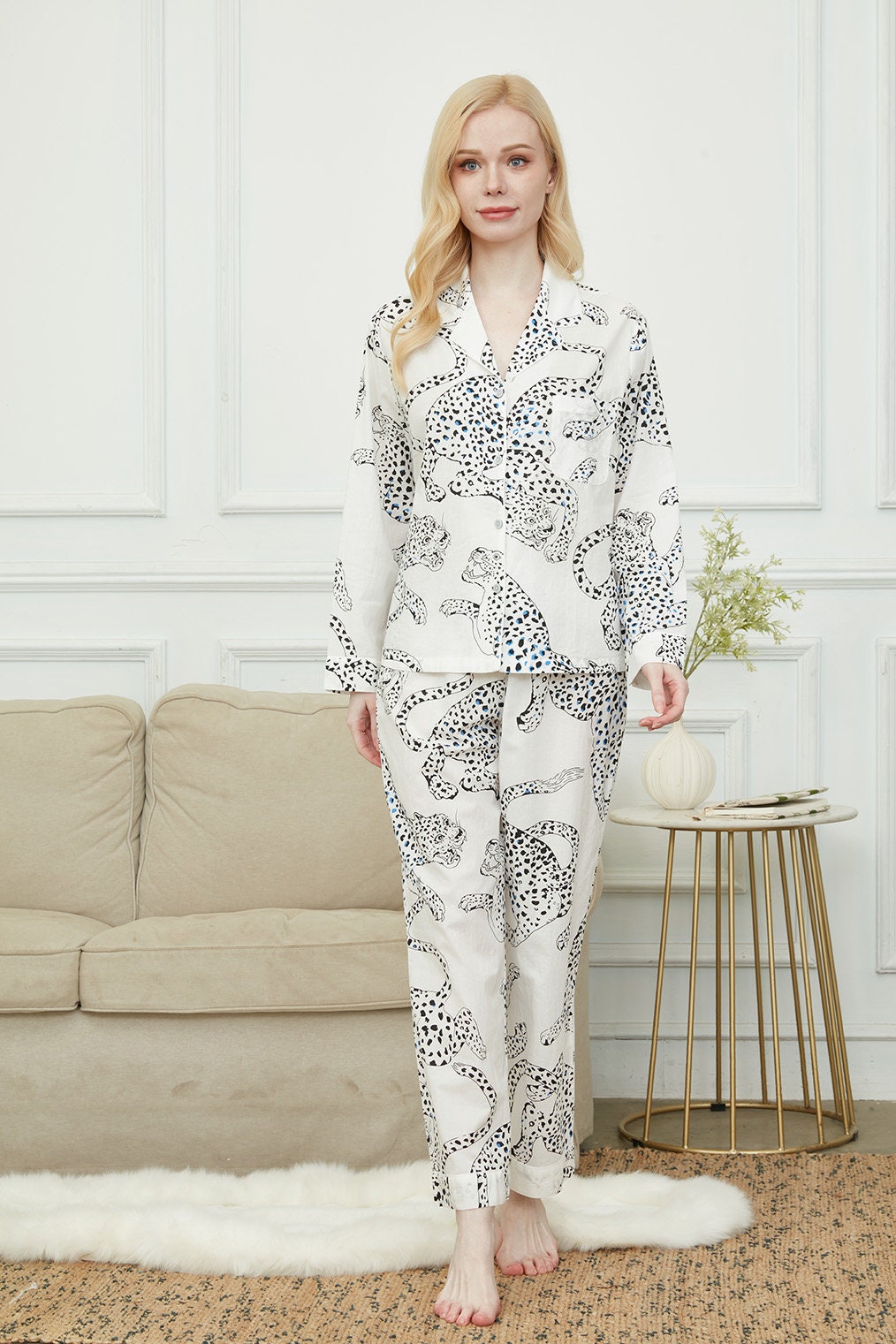 Bride And Bridesmaids Pajama, Pajama Set For Women,Leopard Print ,Soft Silky Polyester, Gift For Her, Personalized Gift For Bridesmaids