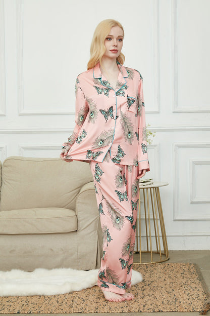 Satin Pajama Set For Women, Bride And Bridesmaids Pajama, Butterflies In The Backyard ,Soft Silky Polyester, Gift For Her