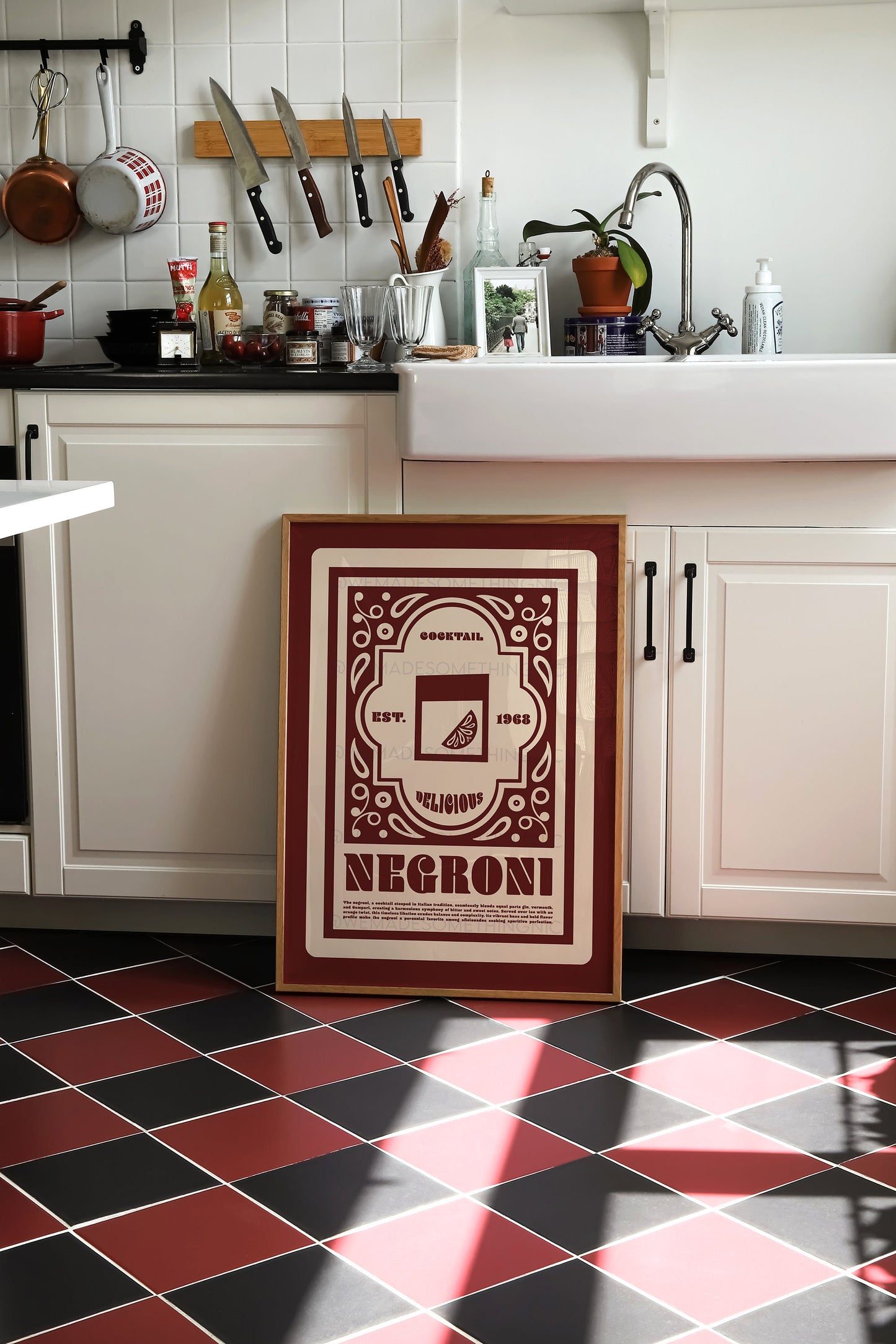 Negroni Poster, Cocktail Art, Cocktail Poster, Retro Wall Art, Art Deco, Kitchen Decor, Cocktail Print, Kitchen Art, Bar Cart, Home Decor