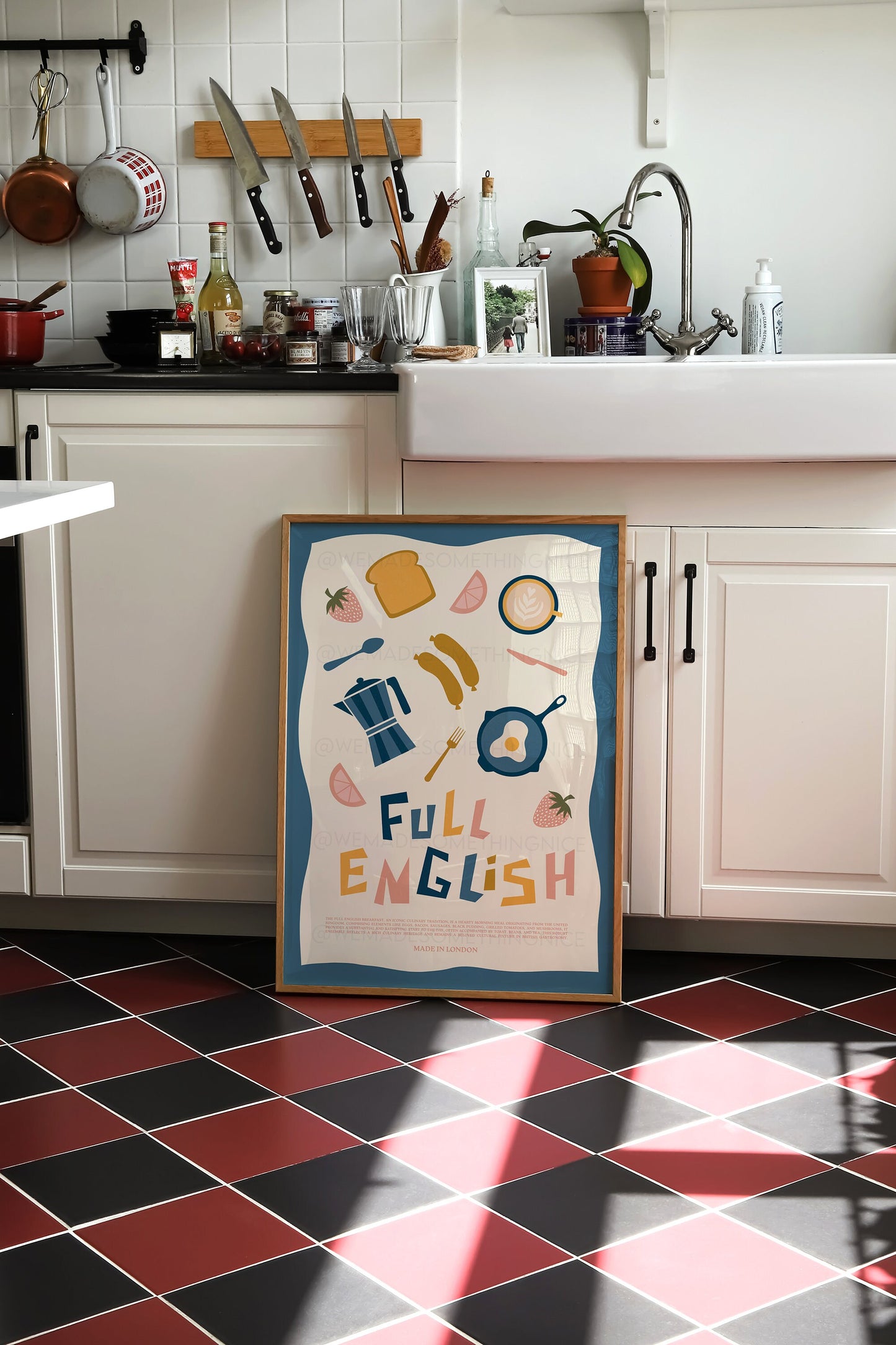 Full English Breakfast Poster, Kitchen Art, Kitchen Poster, Kitchen Print, Trendy Wall Art, Retro Print, Coffee Print