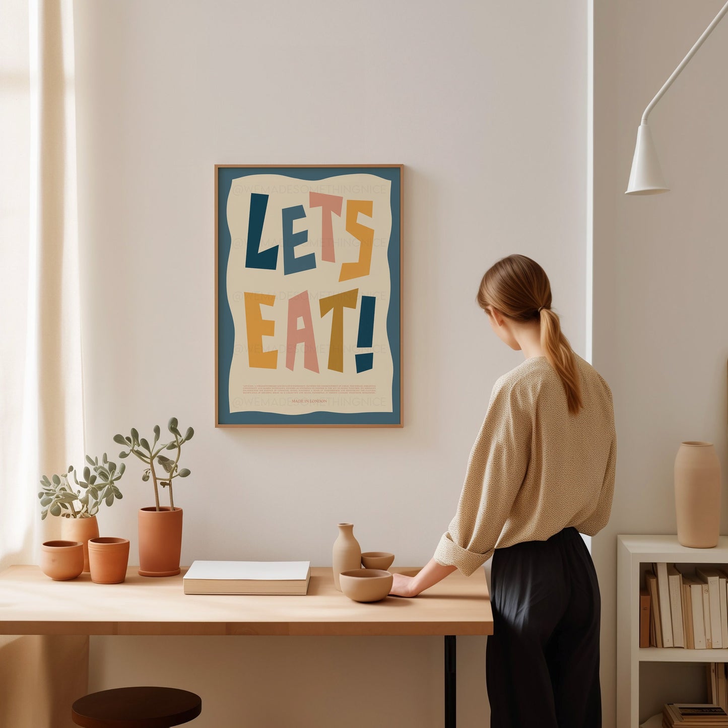 Let's Eat Poster, Kitchen Art, Kitchen Poster, Yes Chef Print, Retro Wall Art, Kitchen Decor, Kitchen Art, Home Decor