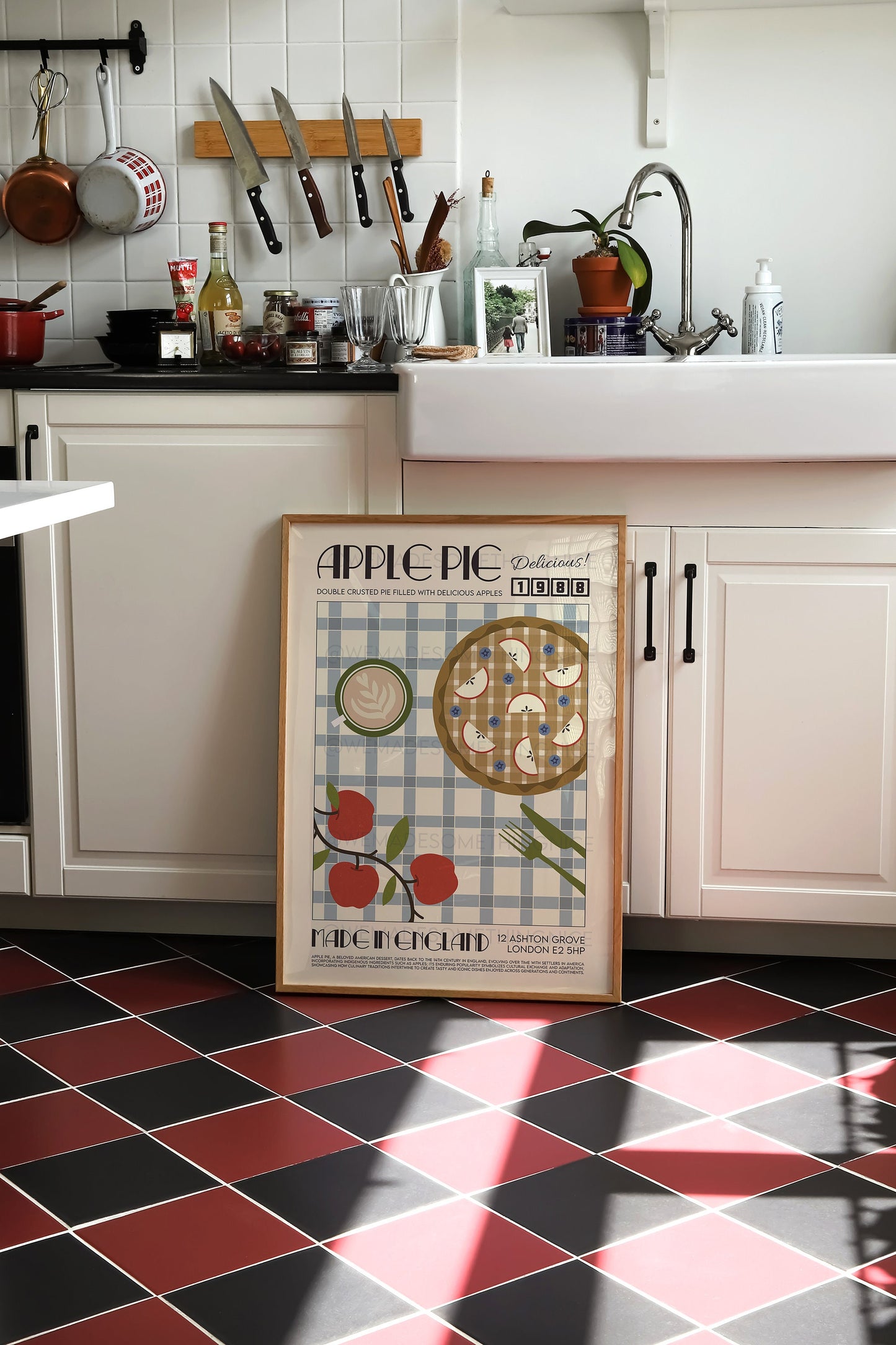 Apple Pie Poster, Kitchen Art, Kitchen Poster, Kitchen Print, Food Print, Modern Kitchen Decor, Retro Poster