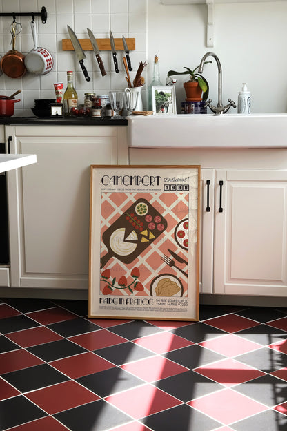 Cheese Poster, Camembert Print, Kitchen Poster, Kitchen Print, Food Print, Modern Kitchen Decor, Retro Poster, Pop Art, Kitchen Art