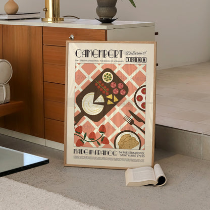 Cheese Poster, Camembert Print, Kitchen Poster, Kitchen Print, Food Print, Modern Kitchen Decor, Retro Poster, Pop Art, Kitchen Art