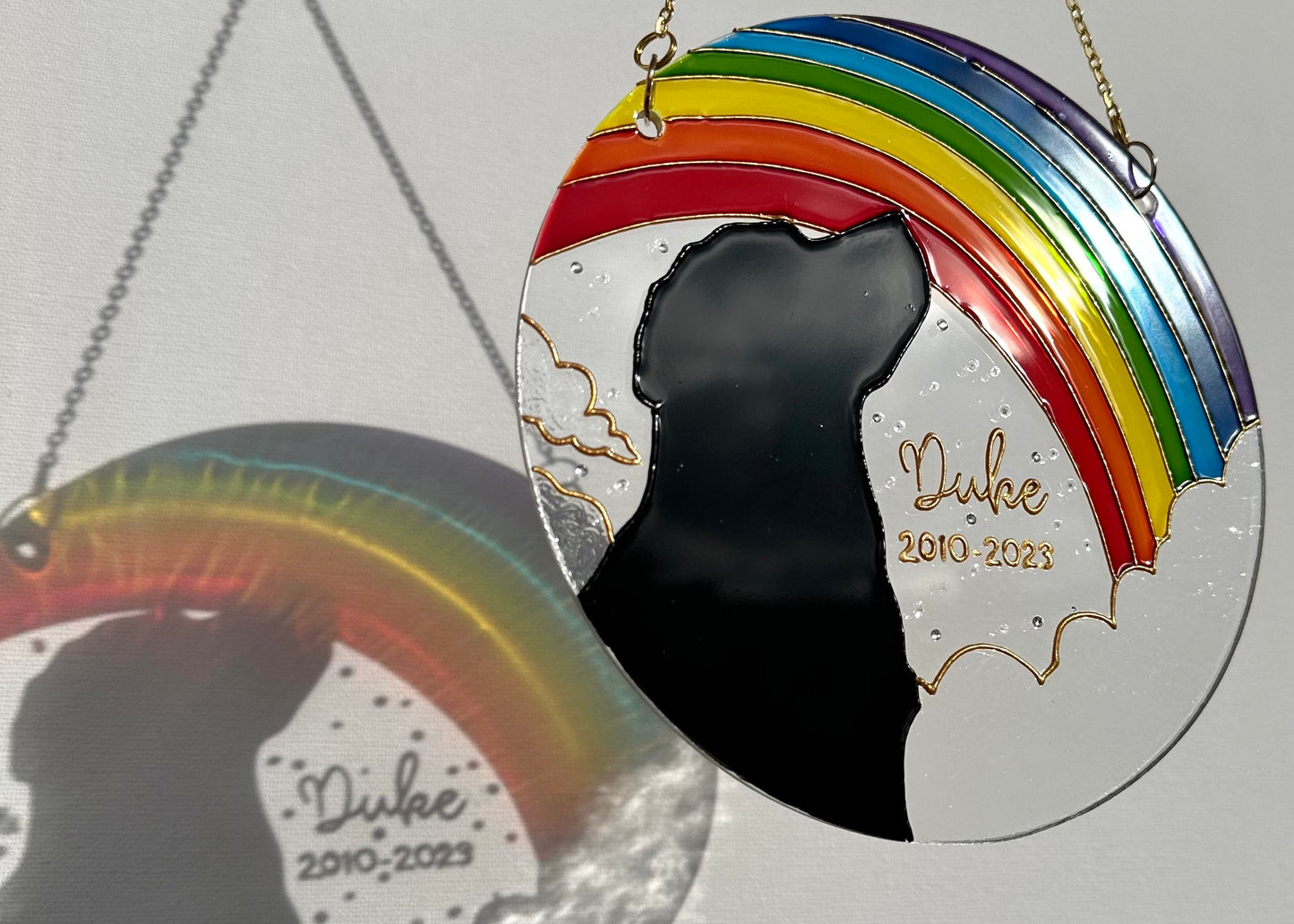 Personalized dog memorial Suncatcher for window Dog lover gifts Aesthetic room decor Stained glass painting