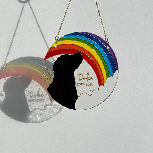 Personalized dog memorial Suncatcher for window Dog lover gifts Aesthetic room decor Stained glass painting