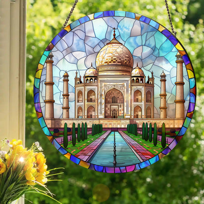 Taj Mahal - Agra, Uttar Pradesh, India: Stained Glass Style Window Hanging Made With Real Glass