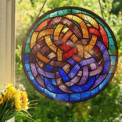 Nautical Knot Work: Stained Glass Style Window Hanging Made With Real Glass