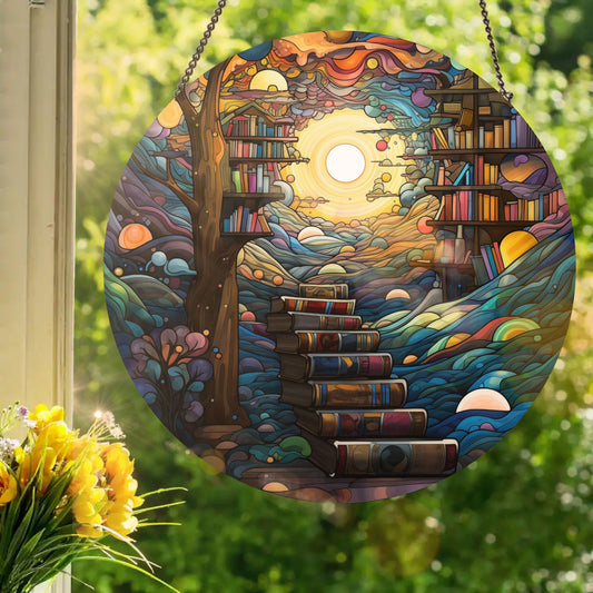 Stairway To My Imagination: Stained Glass Style Window Hanging Made With Real Glass