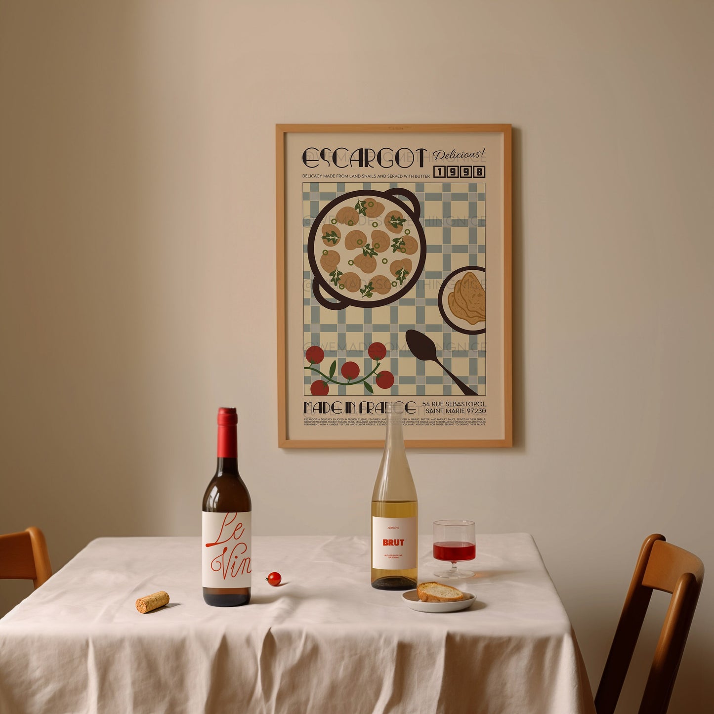 French Escargot Poster, Kitchen Poster, Kitchen Print, Food Poster, Modern Kitchen Decor, Retro Poster, Kitchen Art, Exhibition Poster