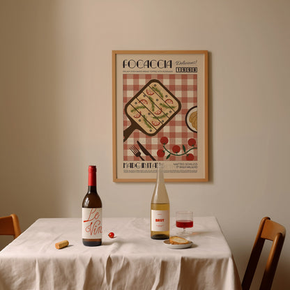Focaccia Print, Food Art, Kitchen Art, Kitchen Poster, Kitchen Print, Italy Poster Kitchen Decor, Mid Century Modern
