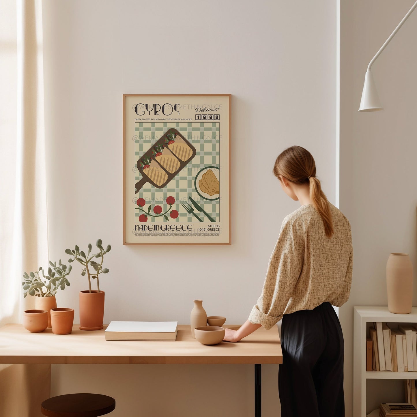 Gyros Print, Kitchen Art, Kitchen Poster, Kitchen Print, Greece Poster, Kitchen Decor, Food Art