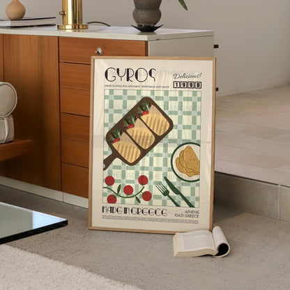 Gyros Print, Kitchen Art, Kitchen Poster, Kitchen Print, Greece Poster, Kitchen Decor, Food Art