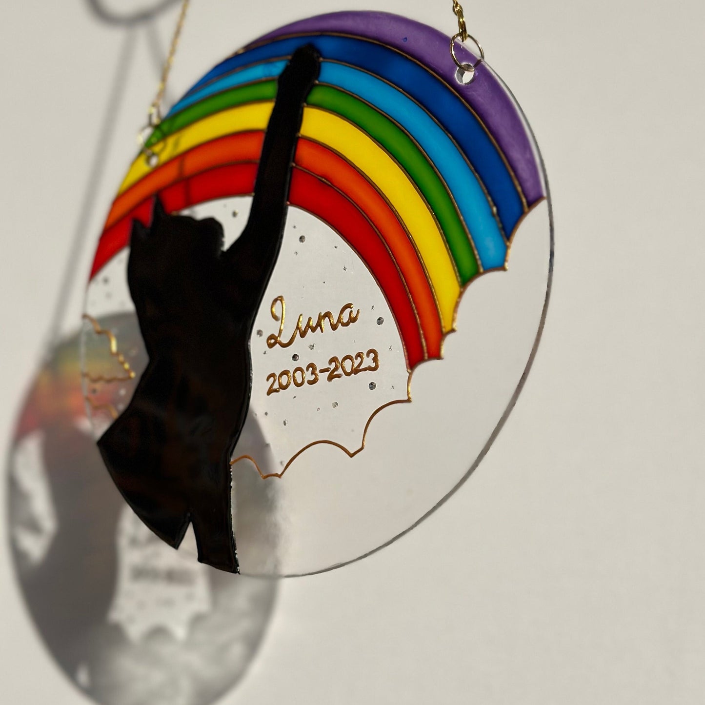 Personalized cat memorial Suncatcher for window Cat lover gift Aesthetic room decor Custom stained glass painting