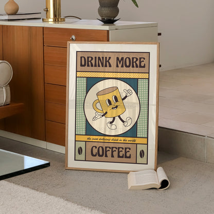 Coffee Print, Coffee Poster, Coffee Art, Kitchen Art Retro Poster, Kitchen Wall Art, Funny Print, Exhibition Poster, Coffee Lover