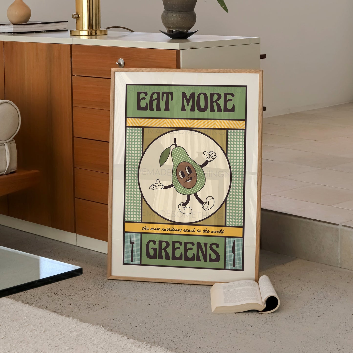 Eat More Greens Poster, Funny Print, Funny Quote Print, Kitchen Art, Kitchen Poster, Kitchen Print, Food Art, Food Poster