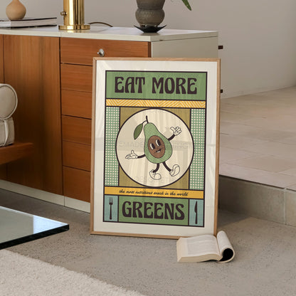 Eat More Greens Poster, Funny Print, Funny Quote Print, Kitchen Art, Kitchen Poster, Kitchen Print, Food Art, Food Poster