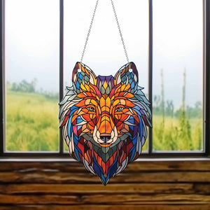 Wolf Acrylic Window Hanging, Gift For Housewarming, Wolf Suncatcher, Wolf Ornament, Gift For Wild Animals Lover, Native American Ornament.