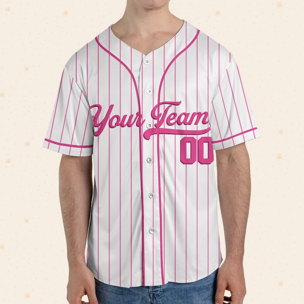 Personalized Team Name And Number Baseball Jersey Custom Design Pink Color Collection, Custom Baseball Jersey Uniform For Baseball Lovers