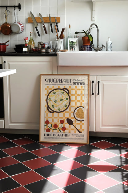 Sauerkraut Poster, Kitchen Art, Modern Kitchen Decor, Illustration, Germany, Chef Print, Bar Art, Exhibition Poster, Retro Wall Art