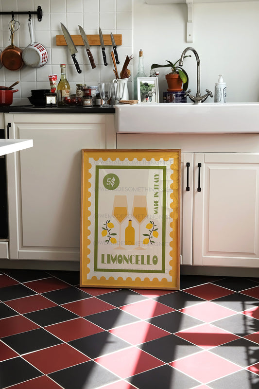 Retro Limoncello Print, Kitchen Poster, Kitchen Print, French Retro, Kitchen Decor, Cocktail Poster, Mid Century Modern, Bar Cart