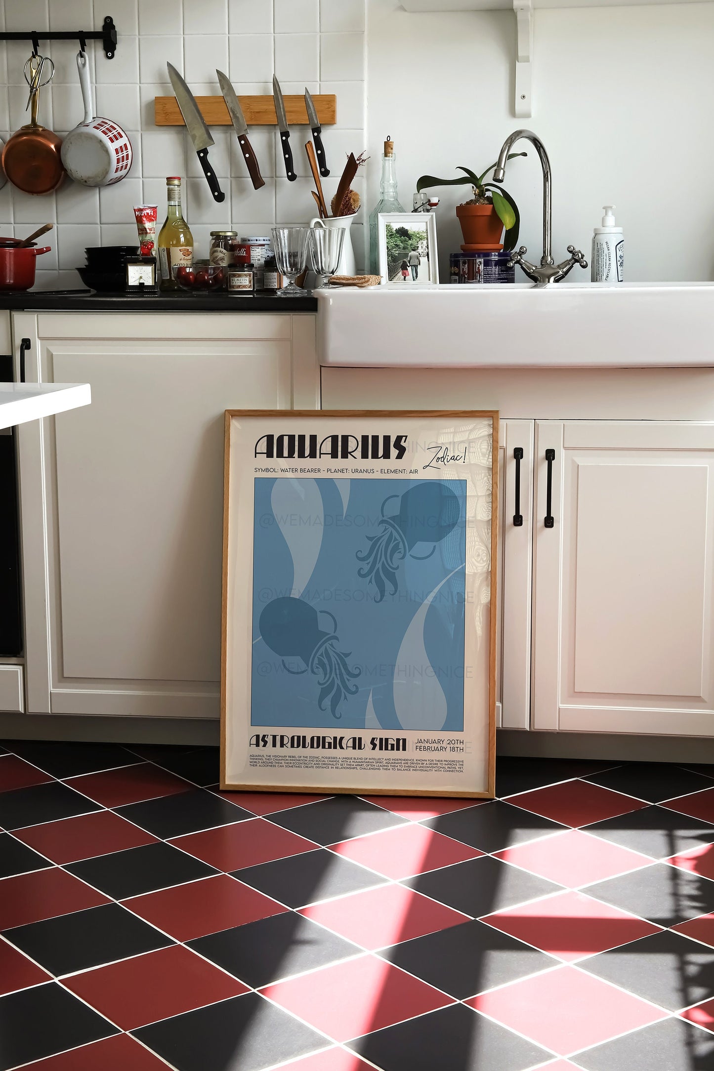 Aquarius Poster, Horoscope Print, Astrological Wall Art, Illustration, Exhibition Poster, Zodiac Poster, Birthday Present Housewarming