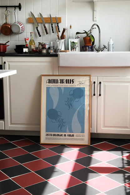 Aquarius Poster, Horoscope Print, Astrological Wall Art, Illustration, Exhibition Poster, Zodiac Poster, Birthday Present Housewarming