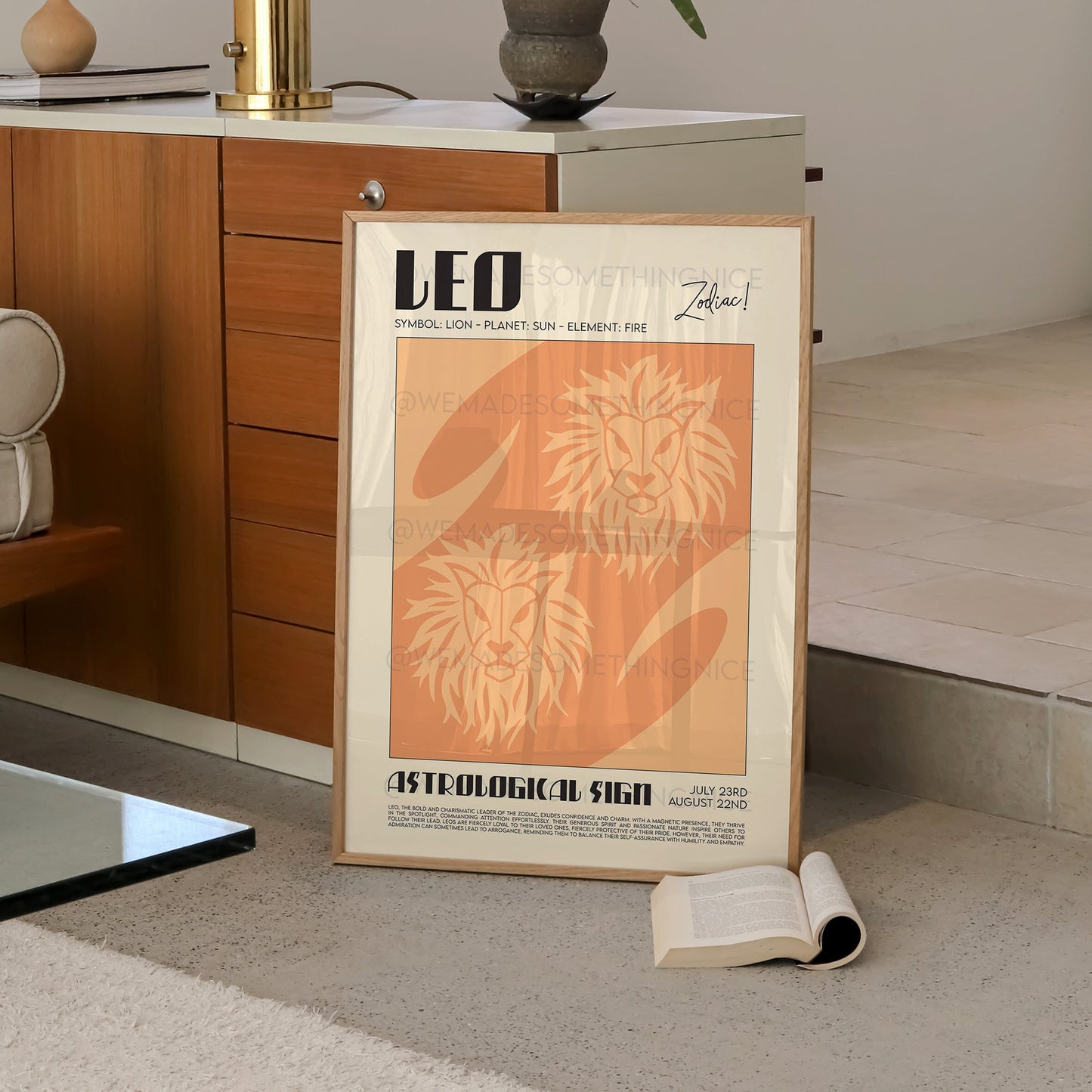 Leo Poster, Horoscope Print, Astrological Wall Art, Illustration, Exhibition Poster, Zodiac Poster, Birthday Present Housewarming