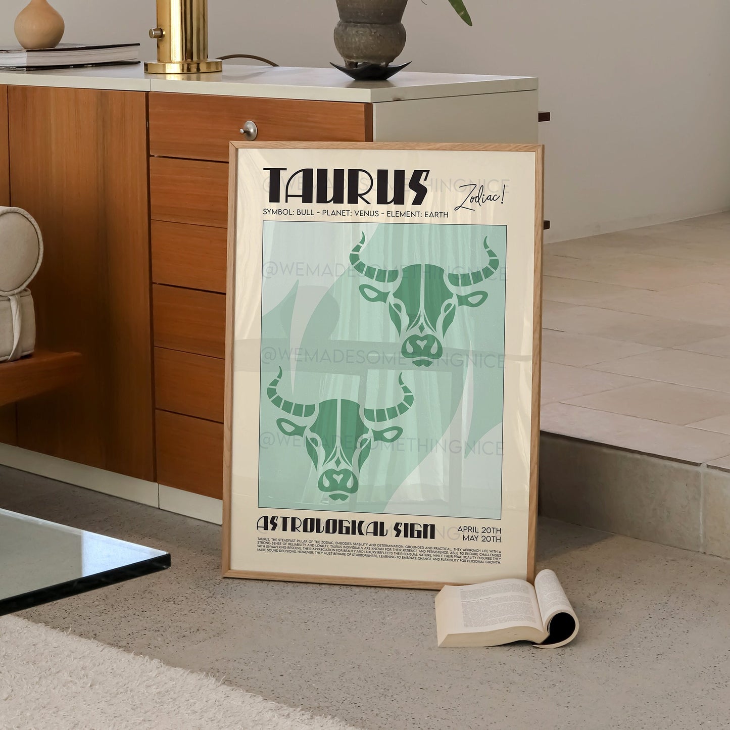 Taurus Poster, Horoscope Print, Astrological Wall Art, Illustration, Exhibition Poster, Zodiac Poster, Birthday Present Housewarming
