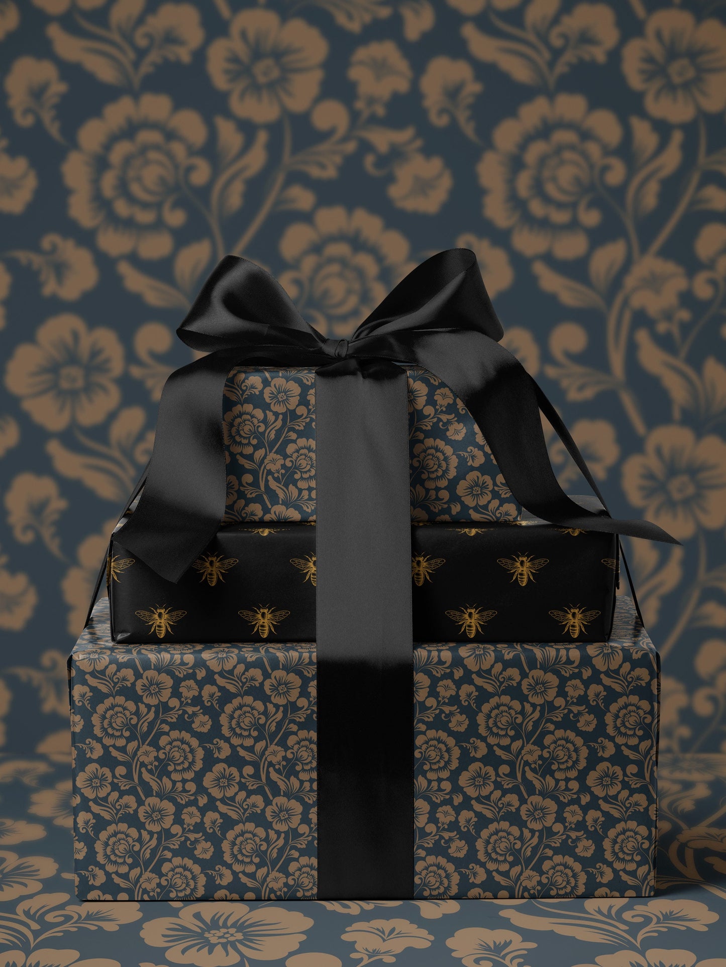 Floral Gift Wrap Blue Wrapping Paper Gift Wrap Mom Vintage Wrapping Paper Bridal Shower Gift for Bride to be Baby Shower Gift Wrap Wedding